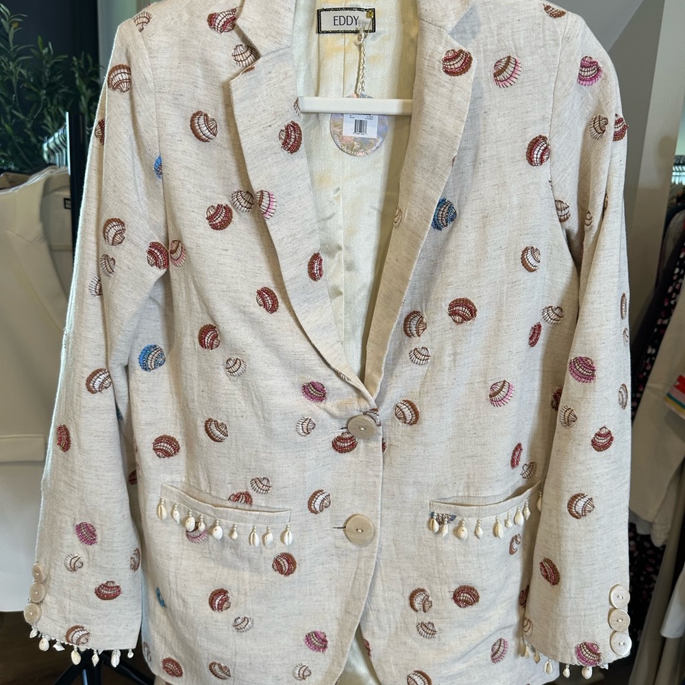 Designer Eddy Small Amber beaded, embroidered blazer $498